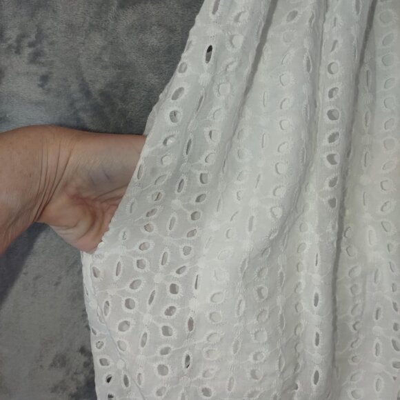 Unbranded Women's XS White Summer Romper Eyelet Lace Scallop Hem‎ Ruffle Sleeves - Picture 7 of 12